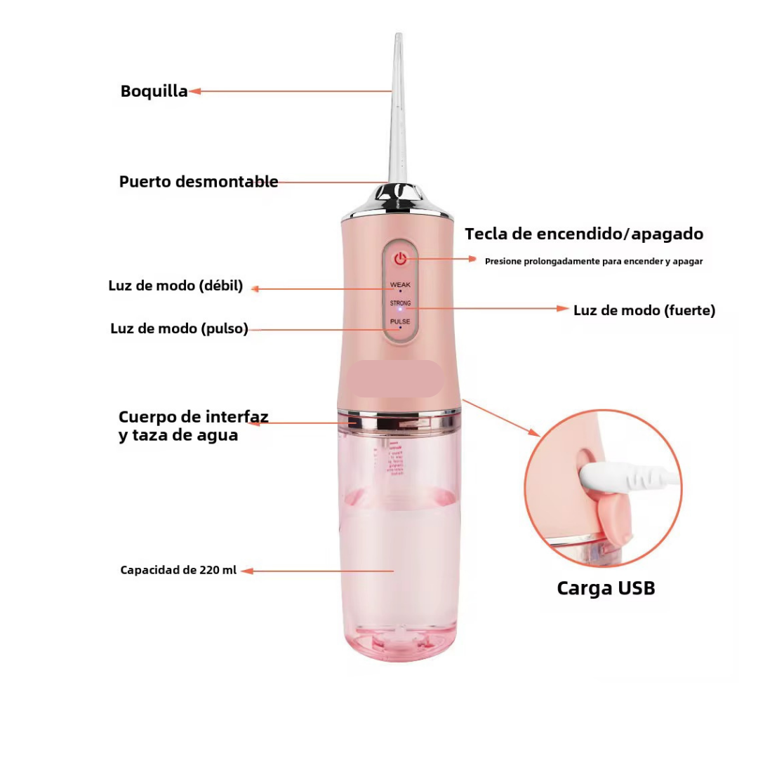 IRRIGADOR BUCAL PORTATIL RECARGABLE